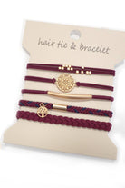 Burgundy Boho Bracelet/Hair Tie