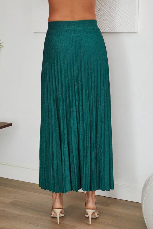 Green Shimmer Maxi Skirt