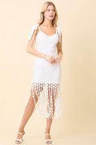White Heart Fringe Midi Dress