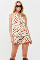 Tiger Print Pleated Shorts
