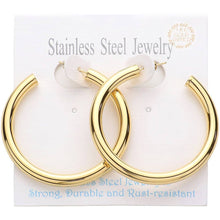 Load image into Gallery viewer, 18K Gold Dipped Stainless Steel Hoops
