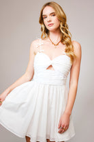 White Bow-Detail Mini Dress