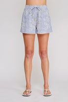 Floral Embroidered Pinstripe Shorts