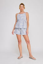 Floral Embroidered Pinstripe Set