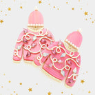 Pink Christmas Sweater Dangle Earrings