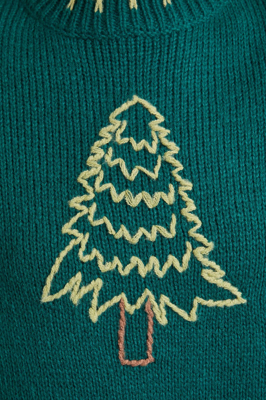 "Christmas Tree" Stitched Green Sweater