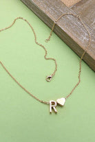 Brass Initial Heart Charm Necklace