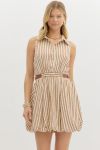 Brown & Cream Striped Button-down Shirt Dress