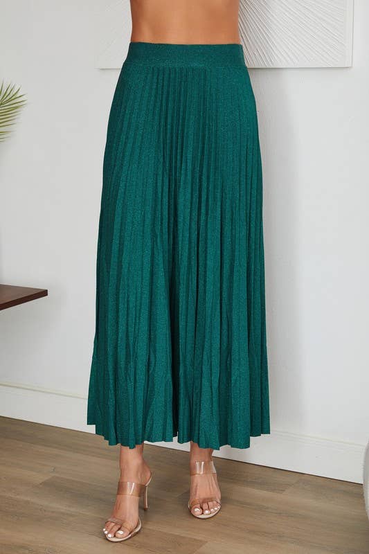 Green Shimmer Maxi Skirt