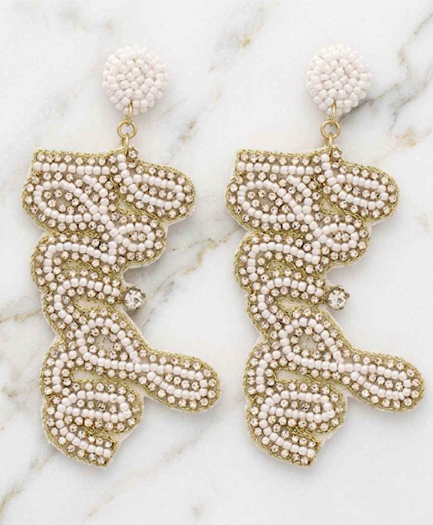 Bride Scroll Seed Bead Earrings
