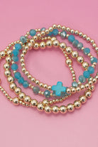 Colorful Cross Beaded Stretch Bracelets