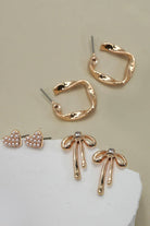 Gold Heart/Bow/Twisted Hoop Earrings