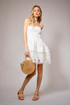 Smocked Lace Strapless Mini Dress