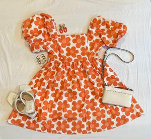 "Olivia" Orange Floral Dress