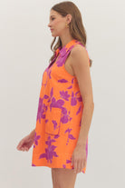 Orange & Purple Floral Shift Dress