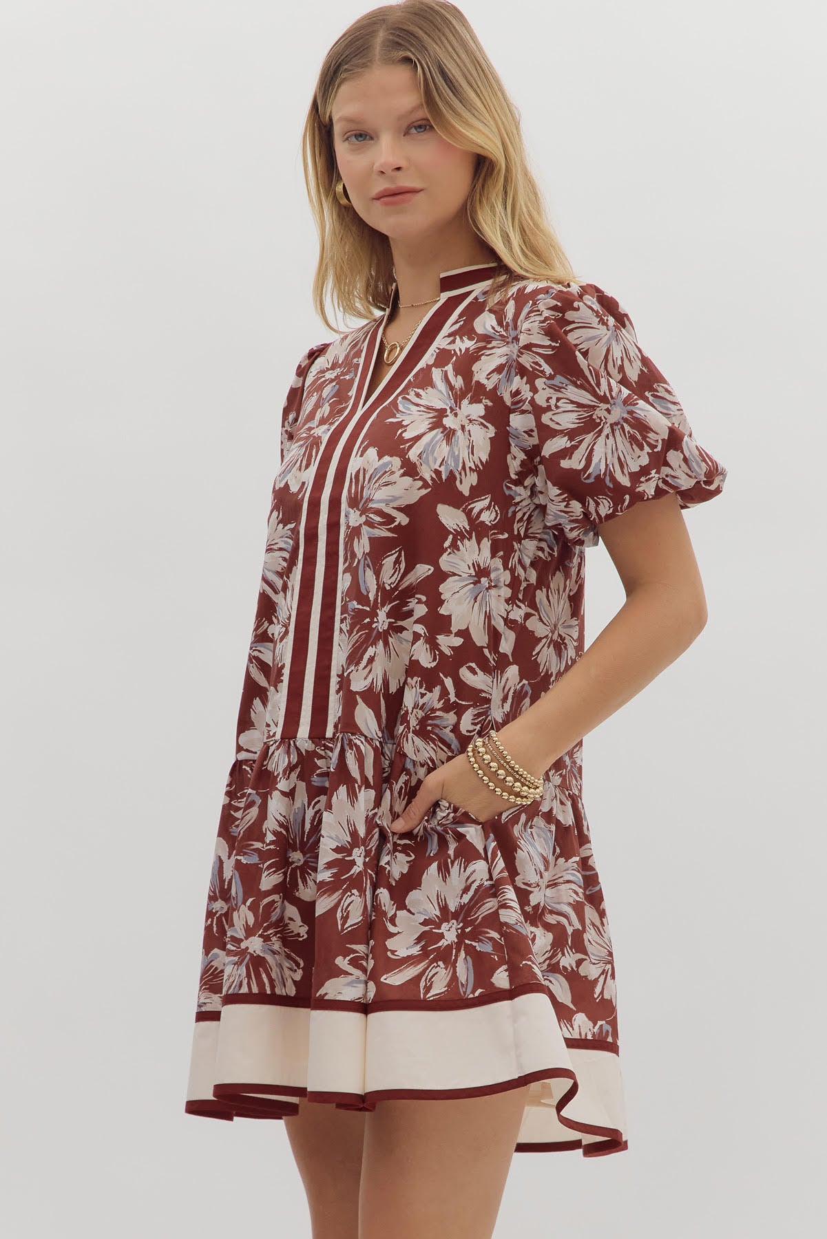 Burgundy Floral Dress