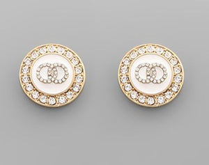 Gold/Crystal Circle Earrings