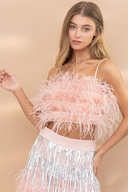 pink ostrich feather tiered top