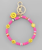 Smiley/Heishi Bead Keychain